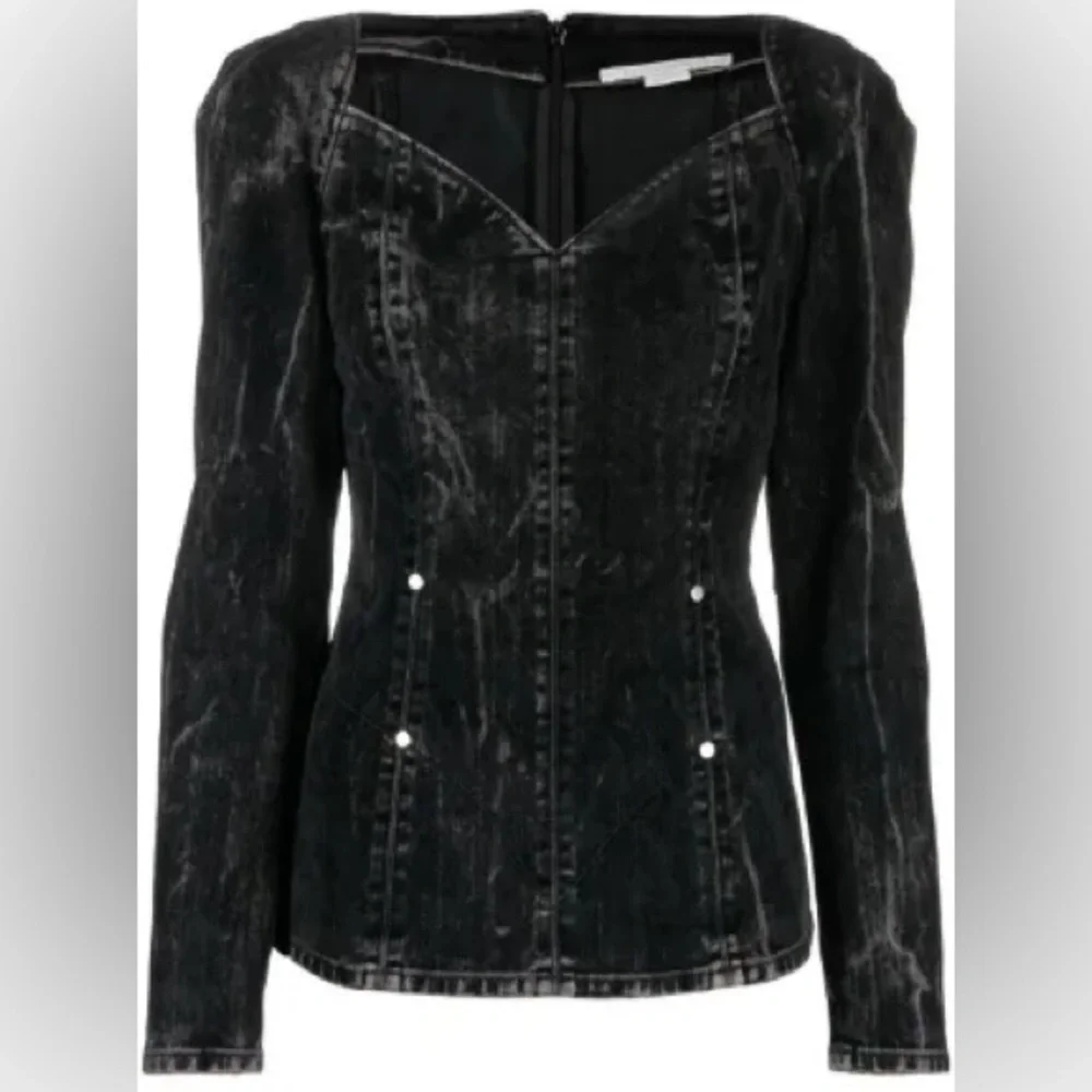 Stella McCartney flocked velvet denim blouse, NWT size 40